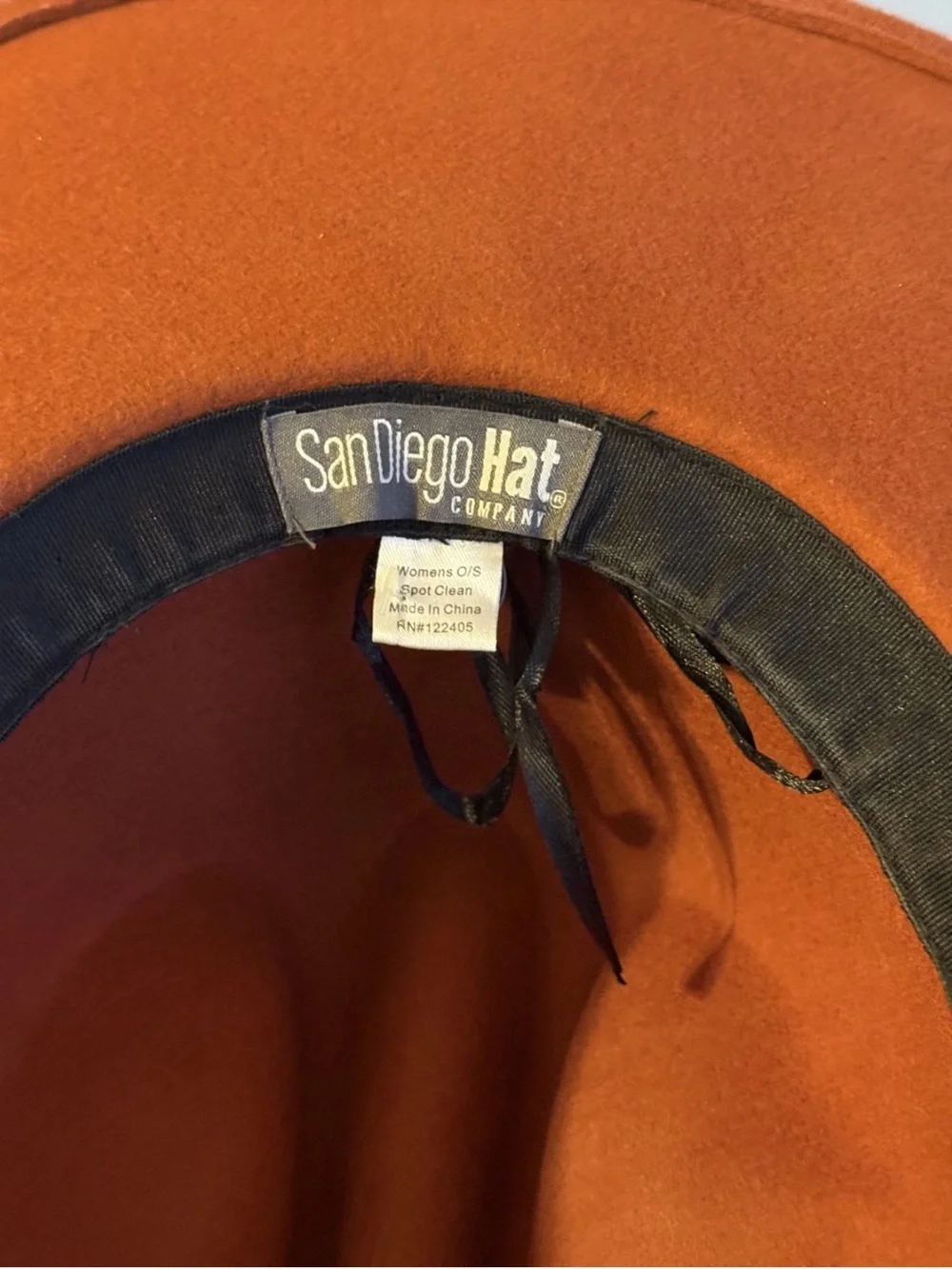San Diego Hat Company Rust Brown Felt Cowboy Hat with Black Sweatband - Picture 7 of 7